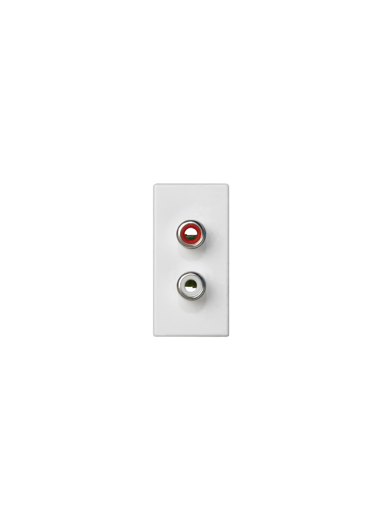 Simon Connect Płytka K45/2 złącz 2x RCA (CINCH) 225x45mm+wkłady z. śrub. czysta biel