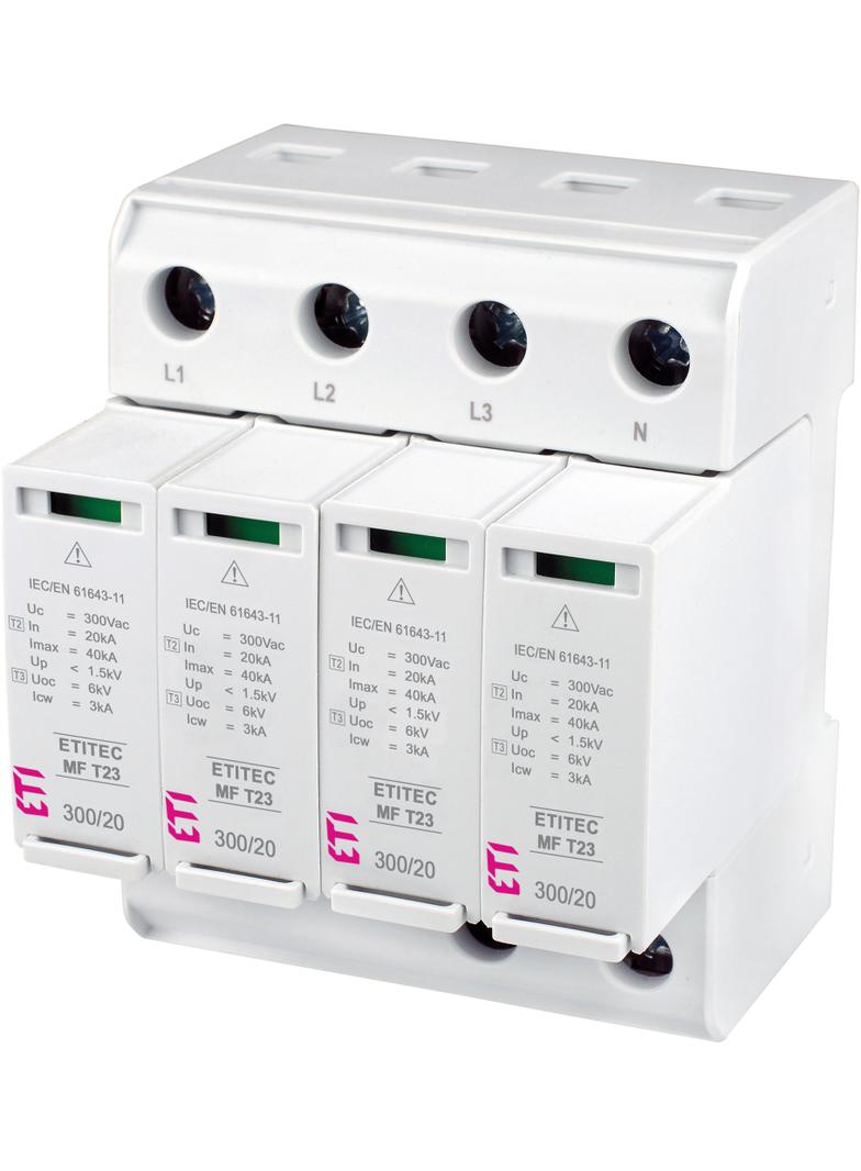 Ogranicznik przepięć T2+T3 (C+D) - z wkładką topikową TEC MF T23 300/20 2+0 RC 002440703 ETI