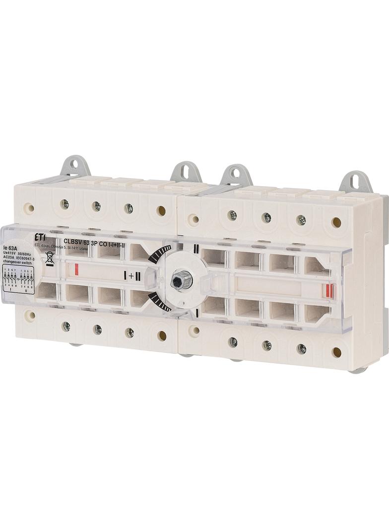 Przełącznik I-I+II-II z widoczną przerwą CLBSV 63 3P CO I-I+II-II 004661893 ETI
