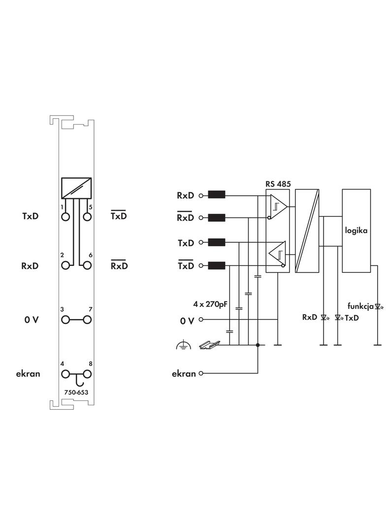 moduł interfejsu RS-485 9600/N/8/1/5 bajtów/T WAGO