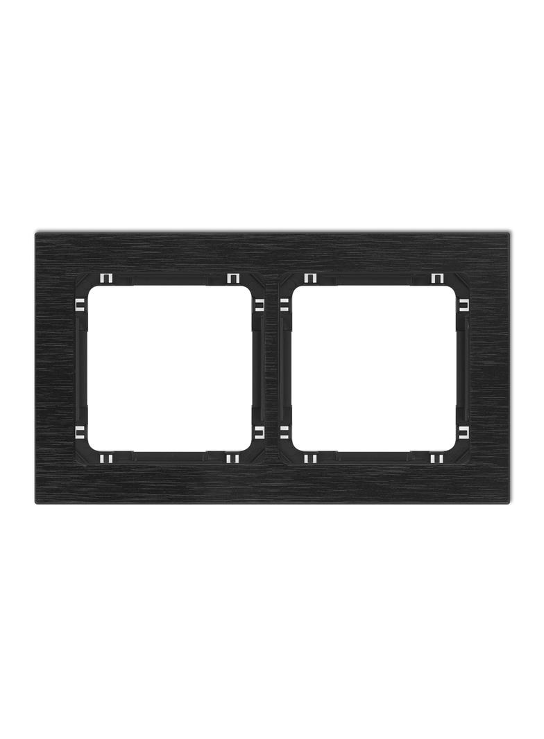 DECO Ramka uniwersalna podwójna - aluminium szczotkowane (ramka: czarna; spód: czarny) czarny