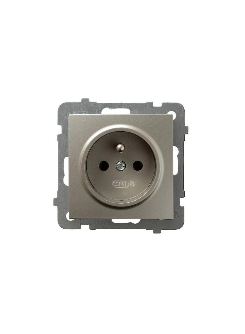 AS Gniazdo pojedyncze z uziemieniem - kolor satyna light