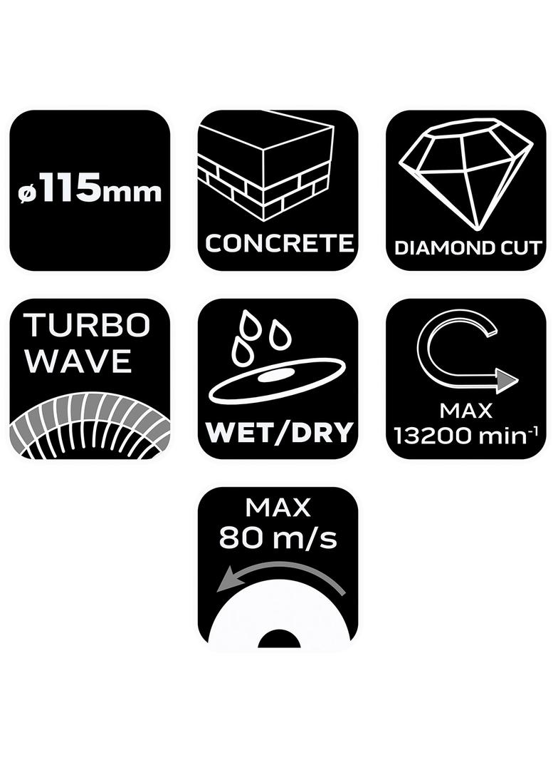 Tarcza diamentowa 115 x 22.2 mm, turbo wave