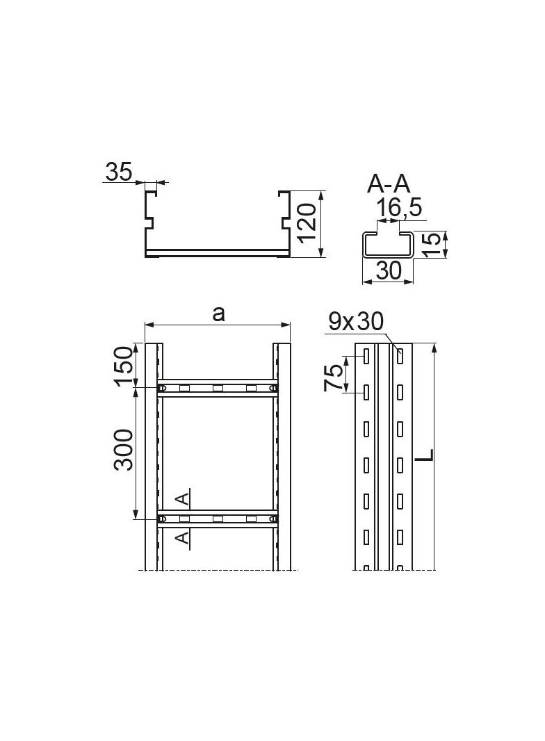 DSP600H120/6 Drabinka 1,5 mm