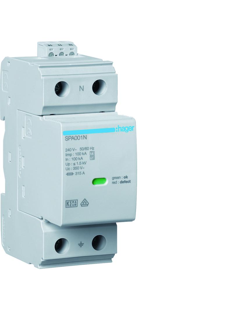 SPD T1 N-PE Iimp=100kA In=100kA Up=? 1,5 kV styk SPA180N HAGER