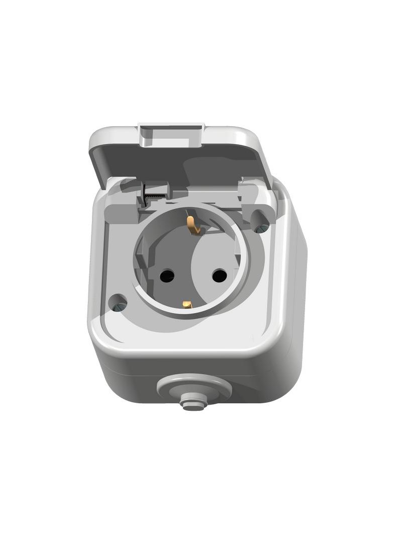 DELFINA Gniazdo pojedyncze z uziemieniem schuko wieczko w kolorze wyrobu - kolor biały