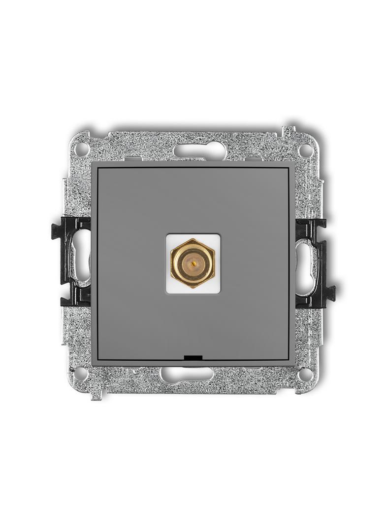 MINI Mechanizm gniazda antenowego pojedynczego typu F (SAT) pozłacany, bez pola opisowego szary mat