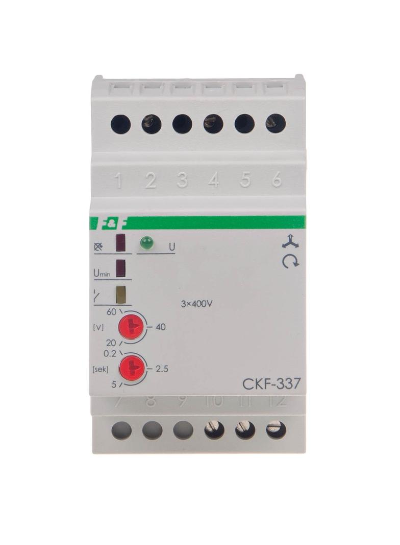 CZUJNIK KOLEJNOŚCI I ZANIKU FAZY, STYKI: 1P , I=10A; ASYMETRIA NAPIĘCIOWA 20-50V, BEZ PRZEWODU NEUTR
