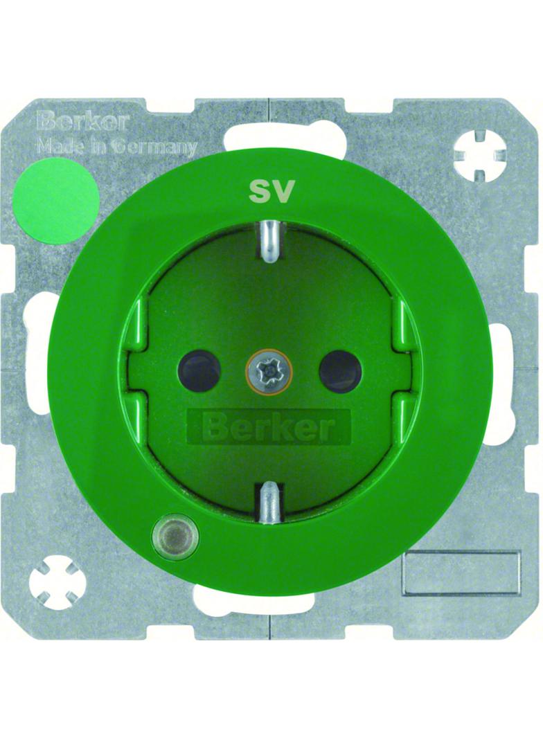 BERKER R.1/R.3 Gniazdo SCHUKO z diodą kontrolną LED zielony 41102003 HAGER