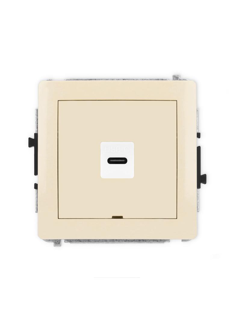 DECO Mechanizm gniazda pojedynczego 1xUSB C-C, bez pola opisowego beżowy