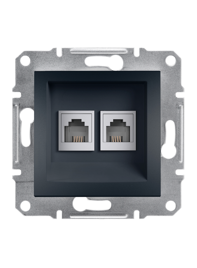 Asfora, gniazdo telefoniczne 2x RJ11, bez ramki, antracyt