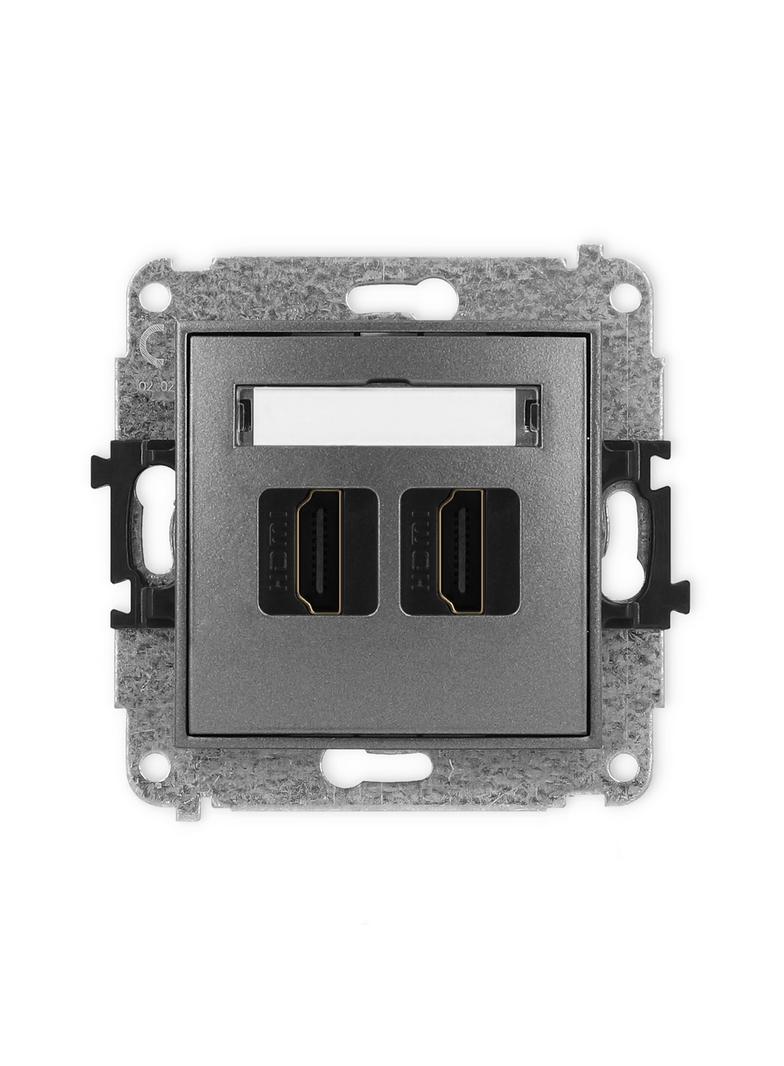ICON Mechanizm gniazda podwójnego HDMI 2.0 grafitowy