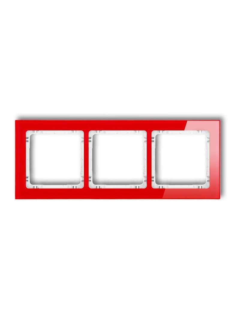 DECO Ramka uniwersalna potrójna - efekt szkła (ramka: czerwona; spód: biały)