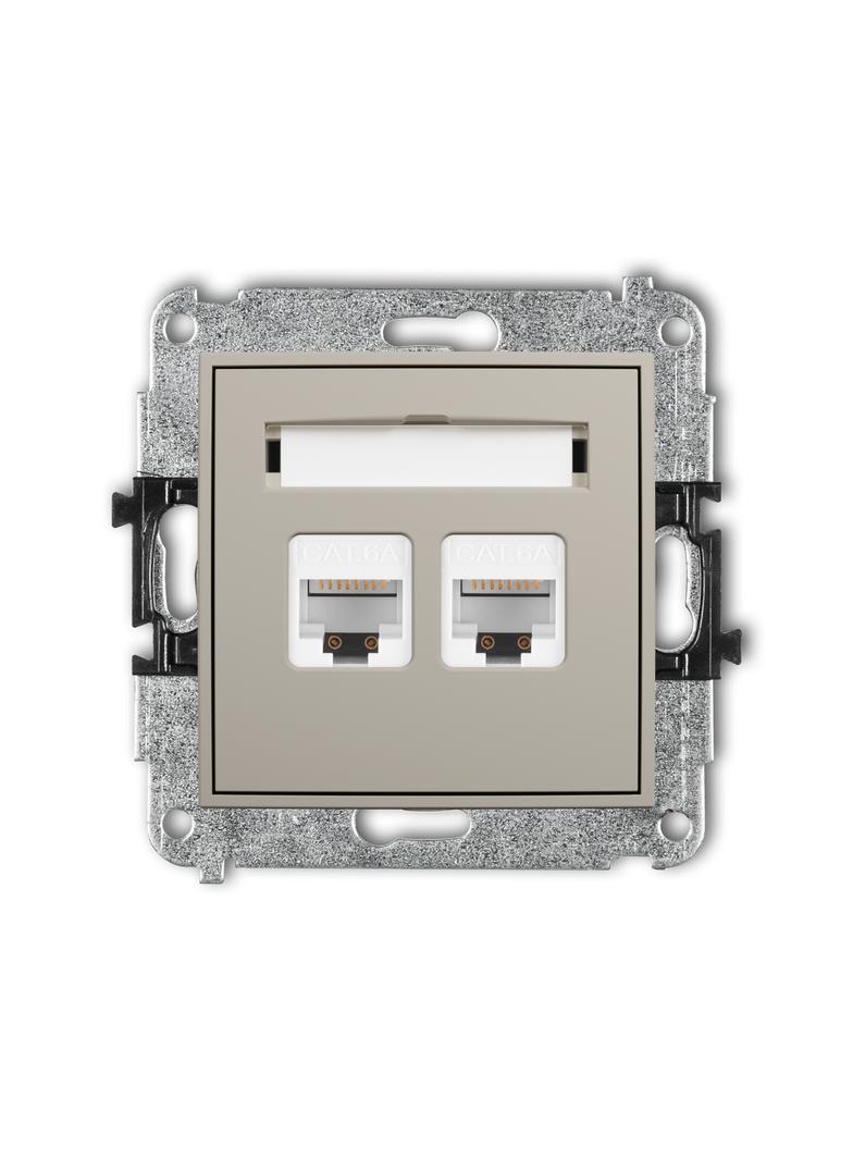 ICON Mechanizm gniazda komputerowego podwójnego 2xRJ45, kat. 6A, 8-stykowy taupe