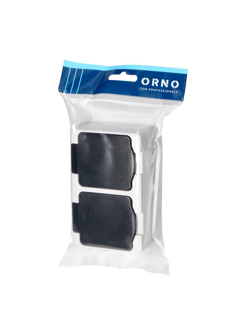 Gniazdo podwójne 2X2P+Z AQUATIC MINI IP54, 16A, 230V AC, biało-czarne OR-OE-7306/WB ORNO