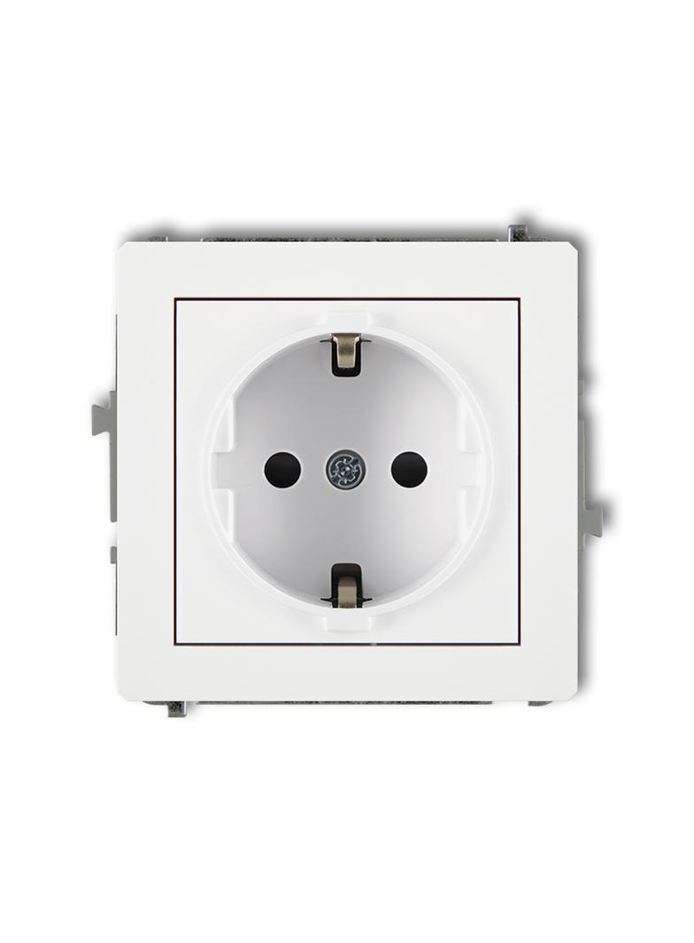 DECO Mechanizm gniazda pojedynczego z uziemieniem SCHUKO 2P+Z (przesłony torów prądowych) biały