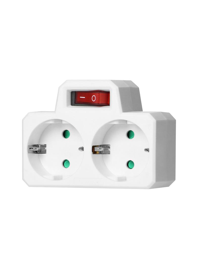 Rozgałęźnik 2x2P+Z (Schuko) z włącznikiem, biały OR-AE-13187(GS) ORNO