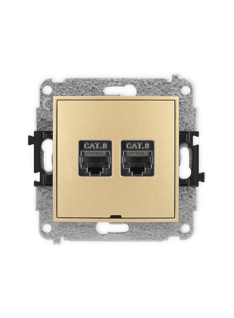 ICON Mechanizm gniazda komputerowego podwójnego 2xRJ45, kat. 8, ekranowany, 8-stykowy, bez pola opis