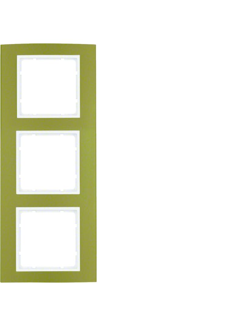BERKER B.3 Ramka potrójna aluminium złoty/biała 10133046 HAGER