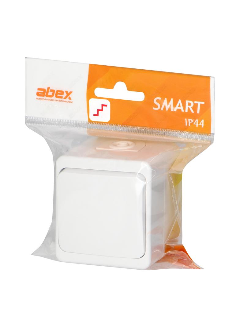 Łącznik natynkowy 10A, 250V, schodowy IP44, SMART, biały