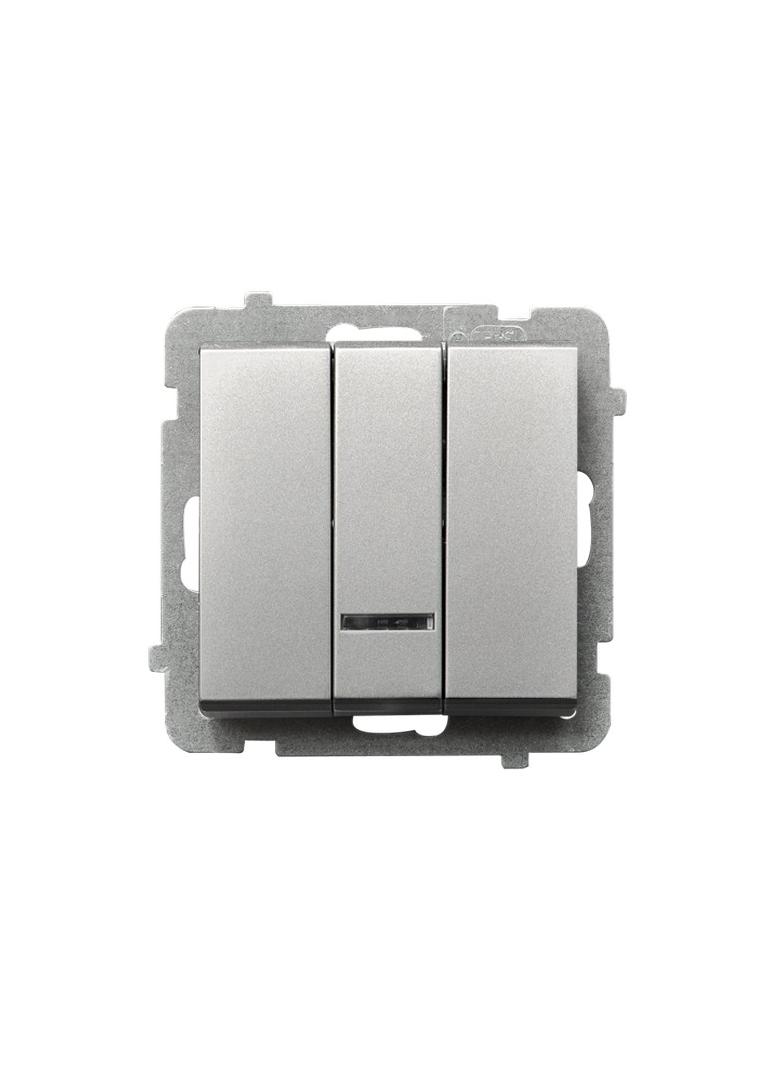 SONATA Łącznik potrójny z podświetleniem niebieskim - kolor srebro mat