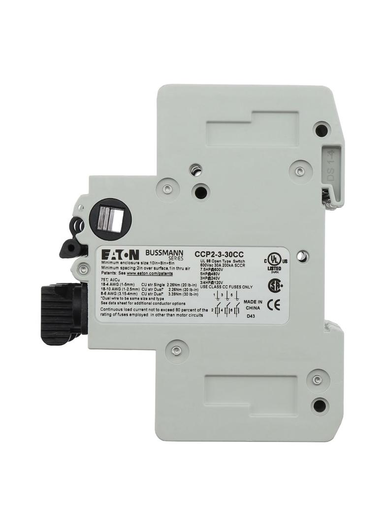 3 Pole Comp Ckt Protect 30A Rozłącznik bezpiecznikowy CCP 600VAC 125VDC 30A UL98 3P 60 Hz, CCP2-3-30