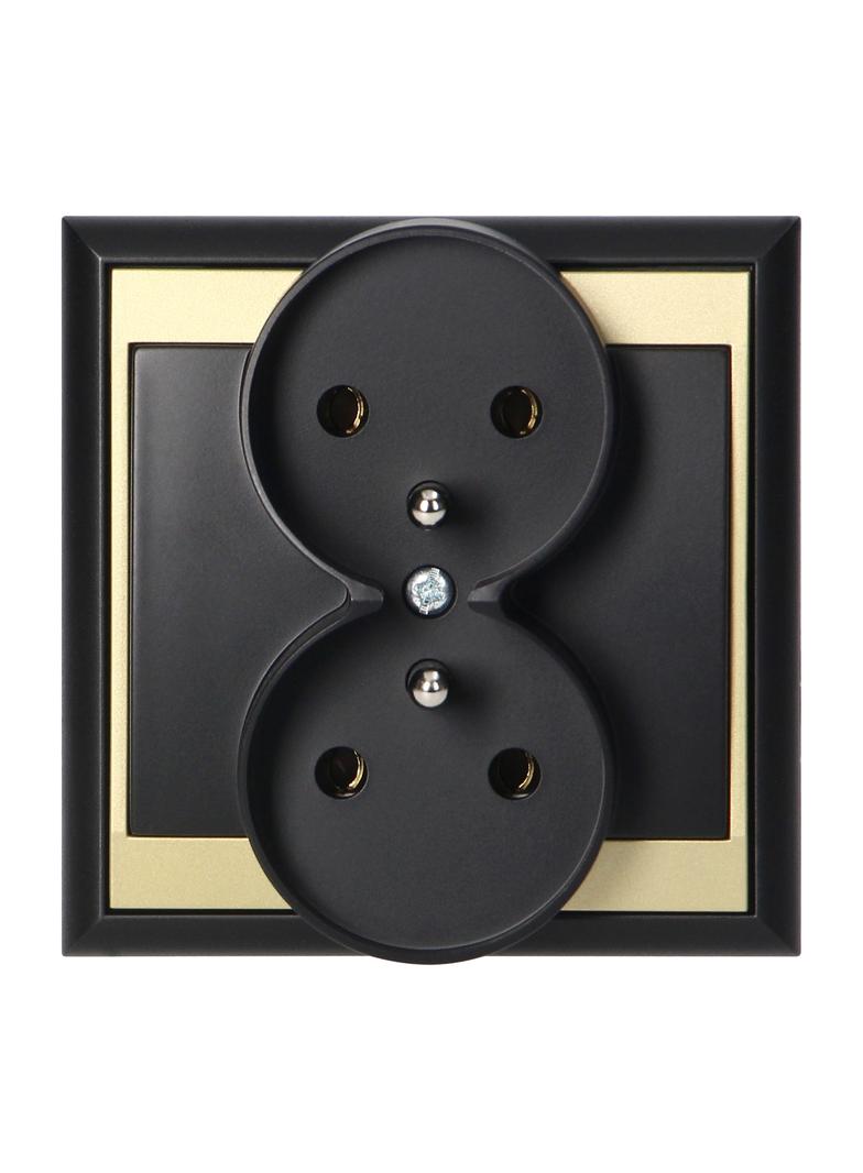 Gniazdo podwójne podtynkowe 2x2P+Z Luna, 16A, 250V, PT-6LR, czarny/złoty OR-OE-7606/BC ORNO