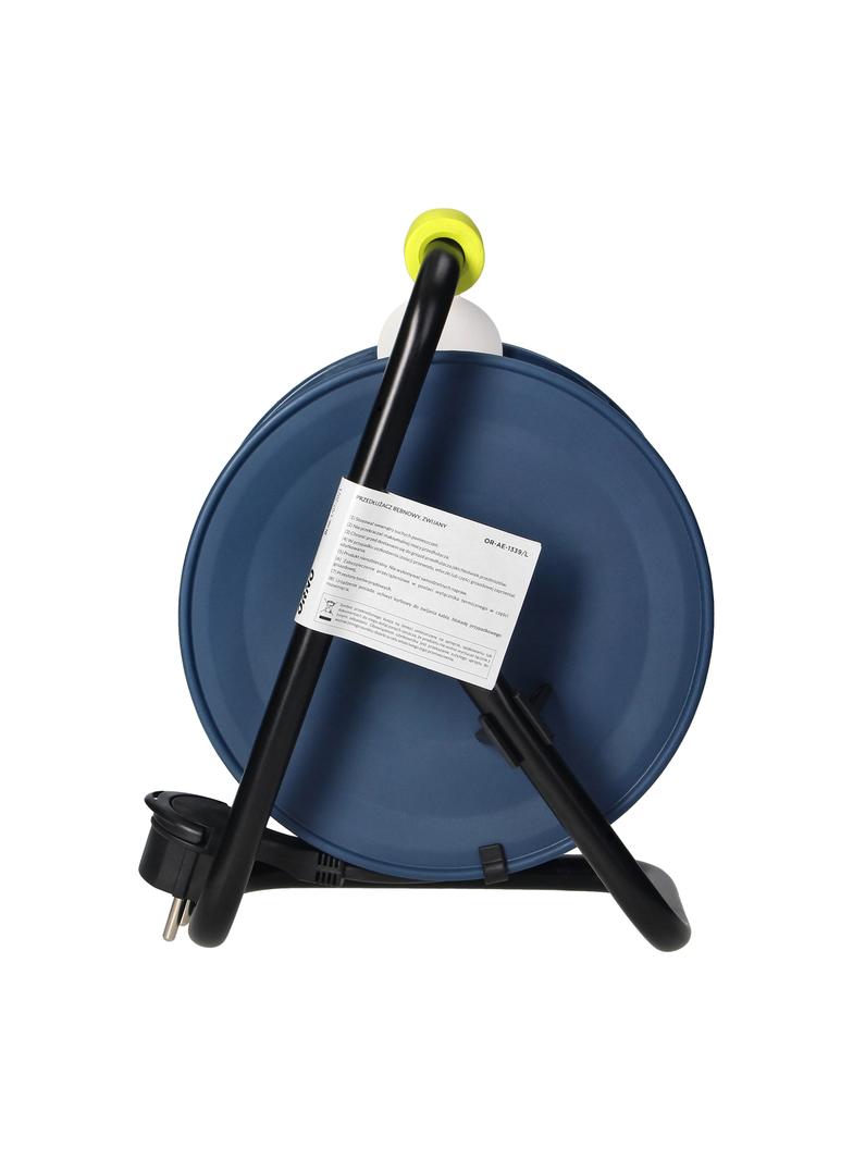 Przedłużacz bębnowy MINI, 4 gniazda 2P+Z, metalowy stojak, polwinit H05VV-F 3x1mm2 , długość 15m, limonkowy OR-AE-1339/L ORNO