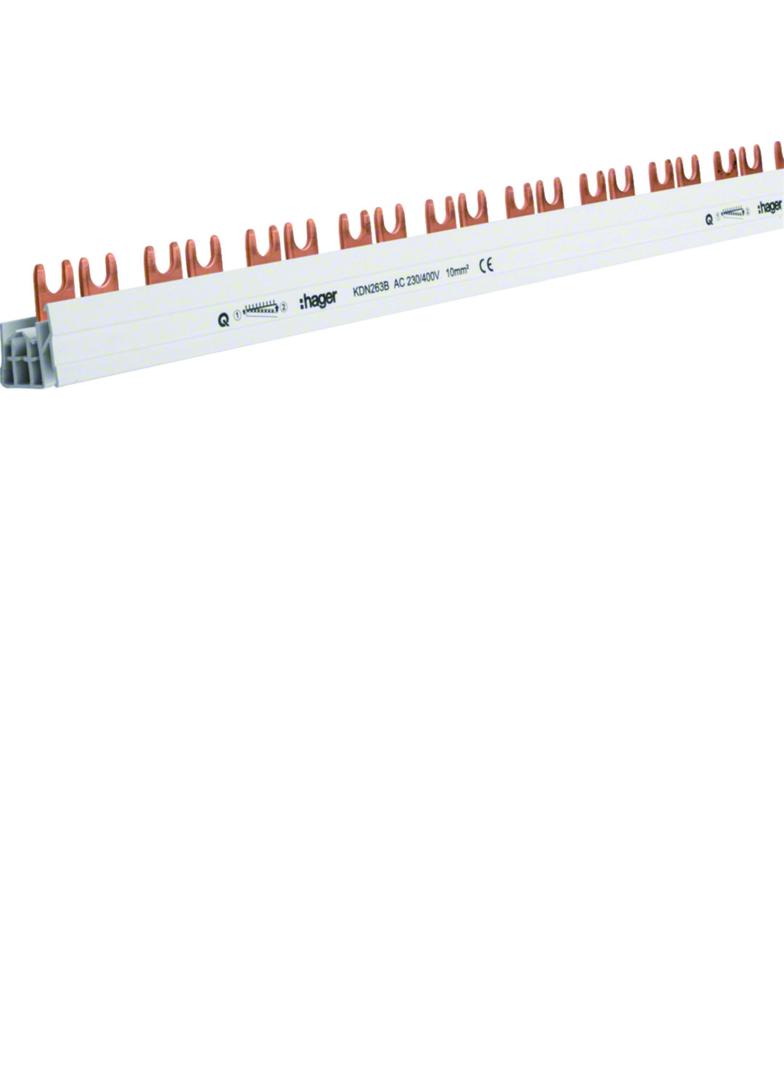 Szyna grzebieniowa widełkowa pozioma 2P 10mm2 56M KDN263B HAGER