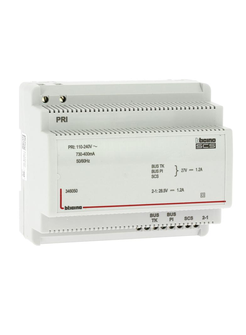 ZASILACZ SYSTEMU WIDEODOMOFONOWEGO Z ADAPTEREM WIDEO - 1,2 A - 6 MODUŁÓW, Bticino