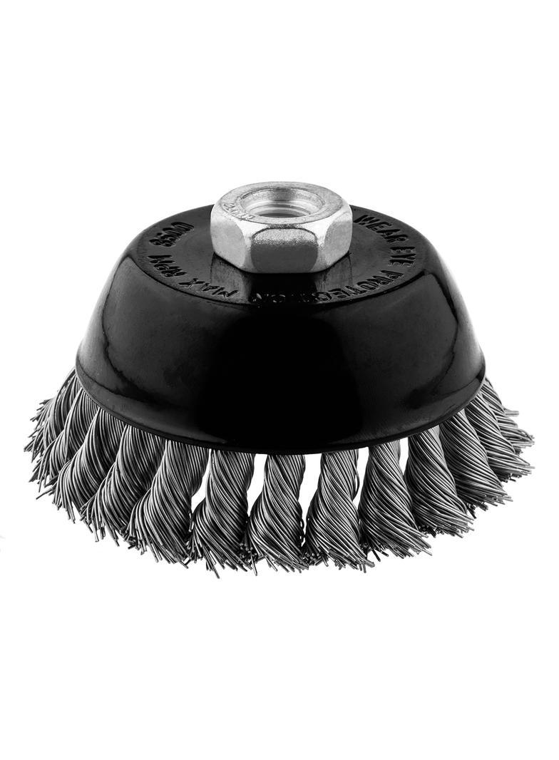 Szczotka druciana doczołowa 100 mm x M14, INOX