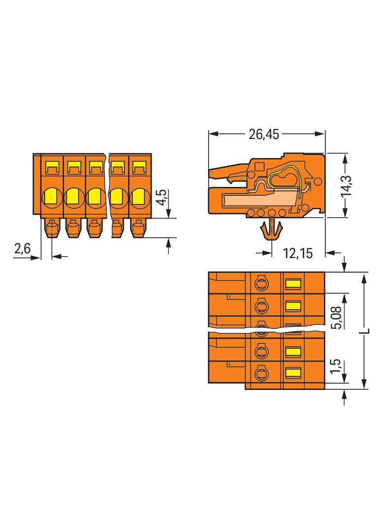 MCS-MIDI Classic gniazdo 9-bieg. pomarańczowe raster 5,08 mm