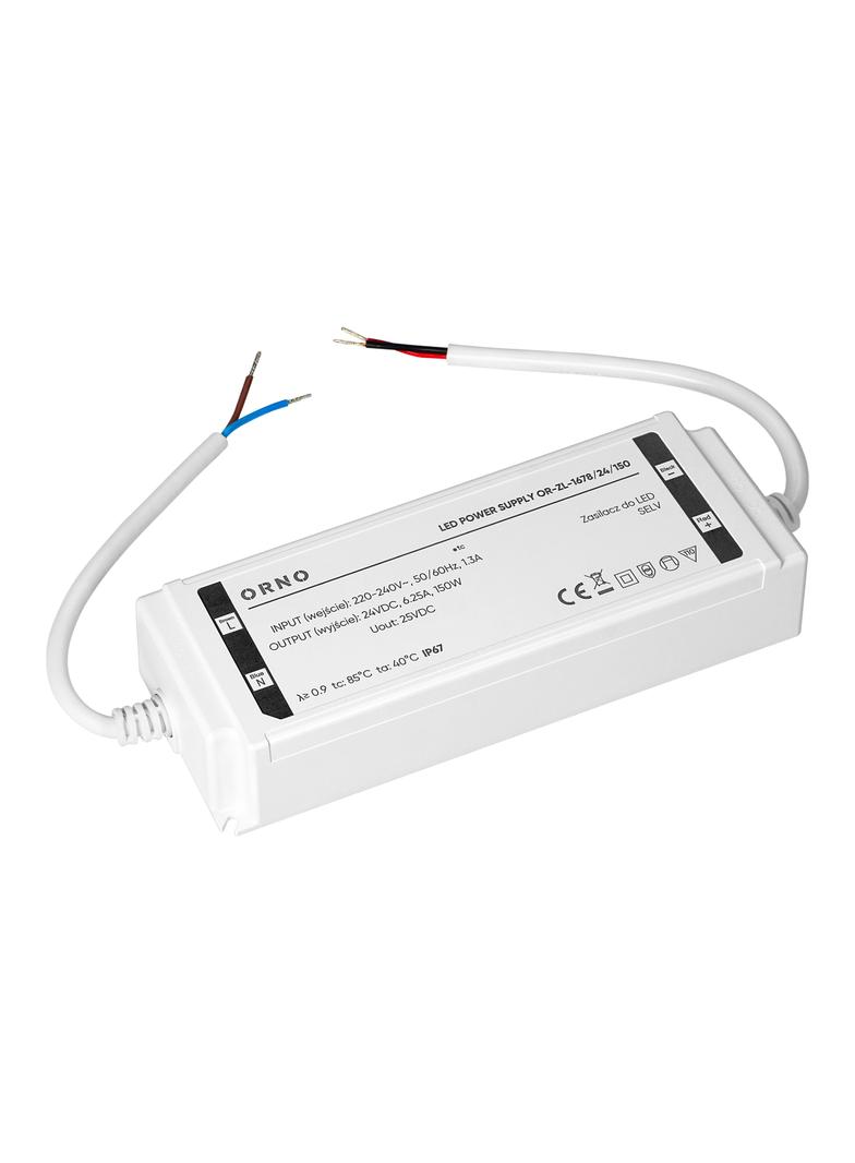 Zasilacz LED, hermetyczny, 24V, 150W, IP67, plastikowa obudowa