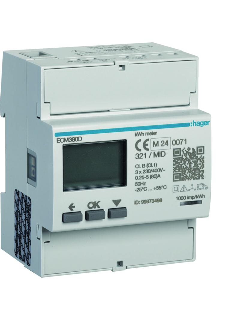 agardio.measure Licznik energii elektrycznej 3-fazowy 80A 4M M-bus MID ECM380D HAGER