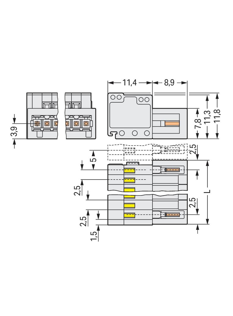 MCS-MICRO wtyk 10-bieg. j-szary raster 2,5 mm /100szt./ WAGO