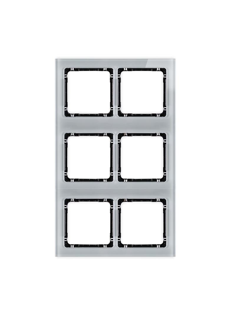 DECO Ramka modułowa 6 krotna (2 poziom, 3 pion) - efekt szkła (ramka szara; spód czarny)