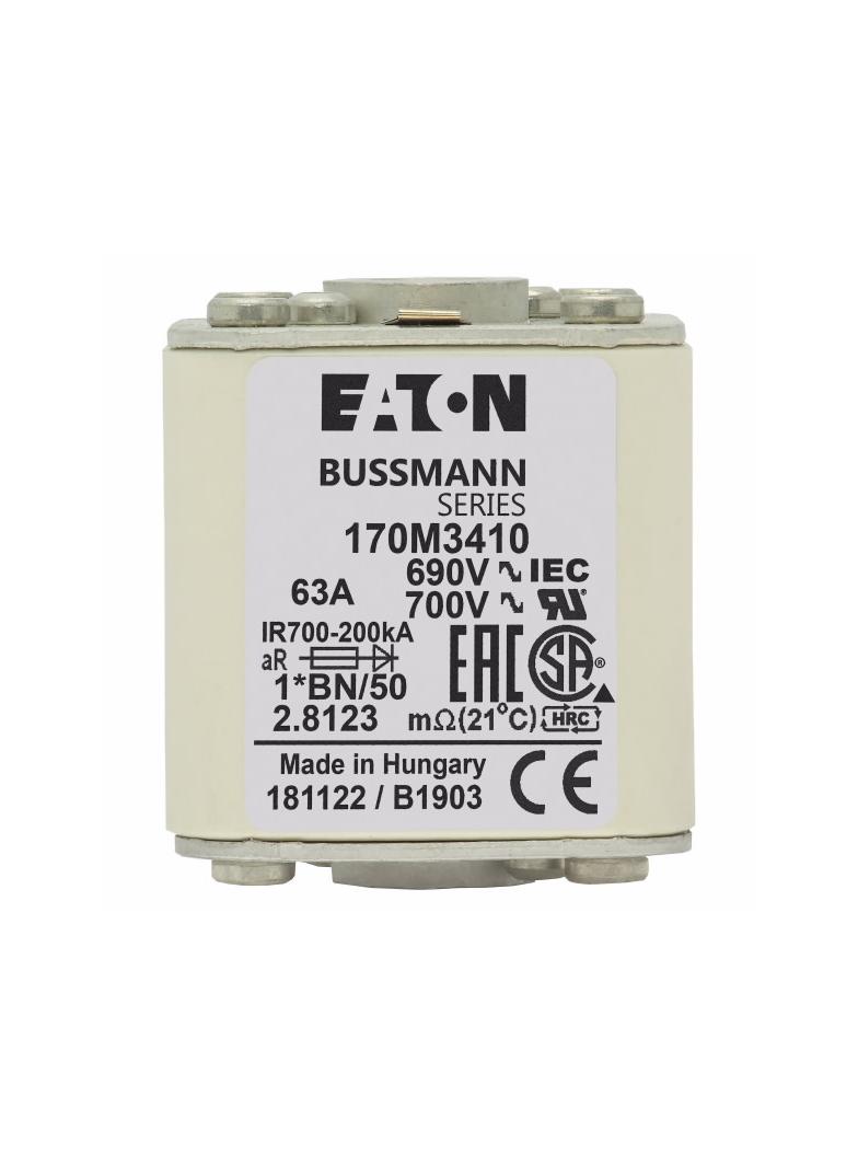 FUSE 63A 690V 1*BN/50 AR UC Wkładka szybka 63A AC 690V rozmiar 1 45x59x51 mm aR IEC 170M3410 EATON