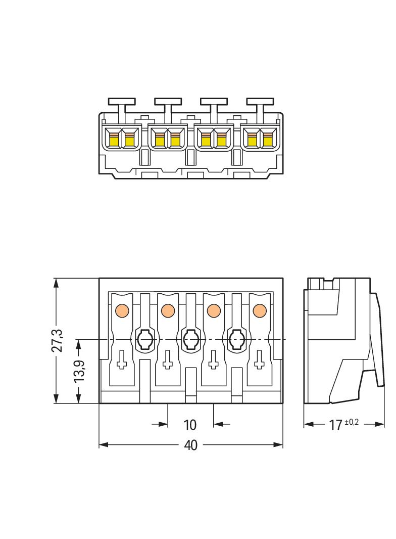 złączka zasilająca 4-biegunowa bez stopek bez styku PE