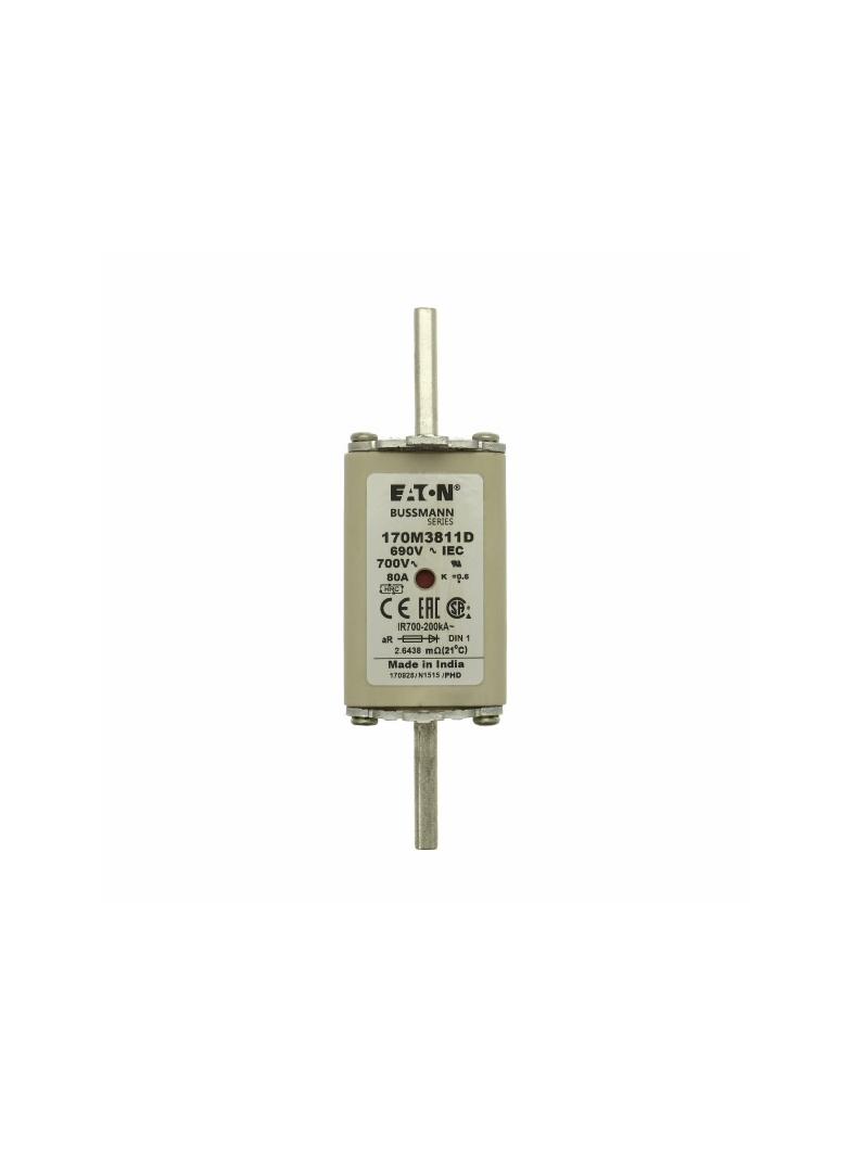 FUSE 80A 690V aR DIN 1 HSDNH Wkładka szybka 80A 690V aR DIN 1 podwójny wskaźnik 170M3811D EATON