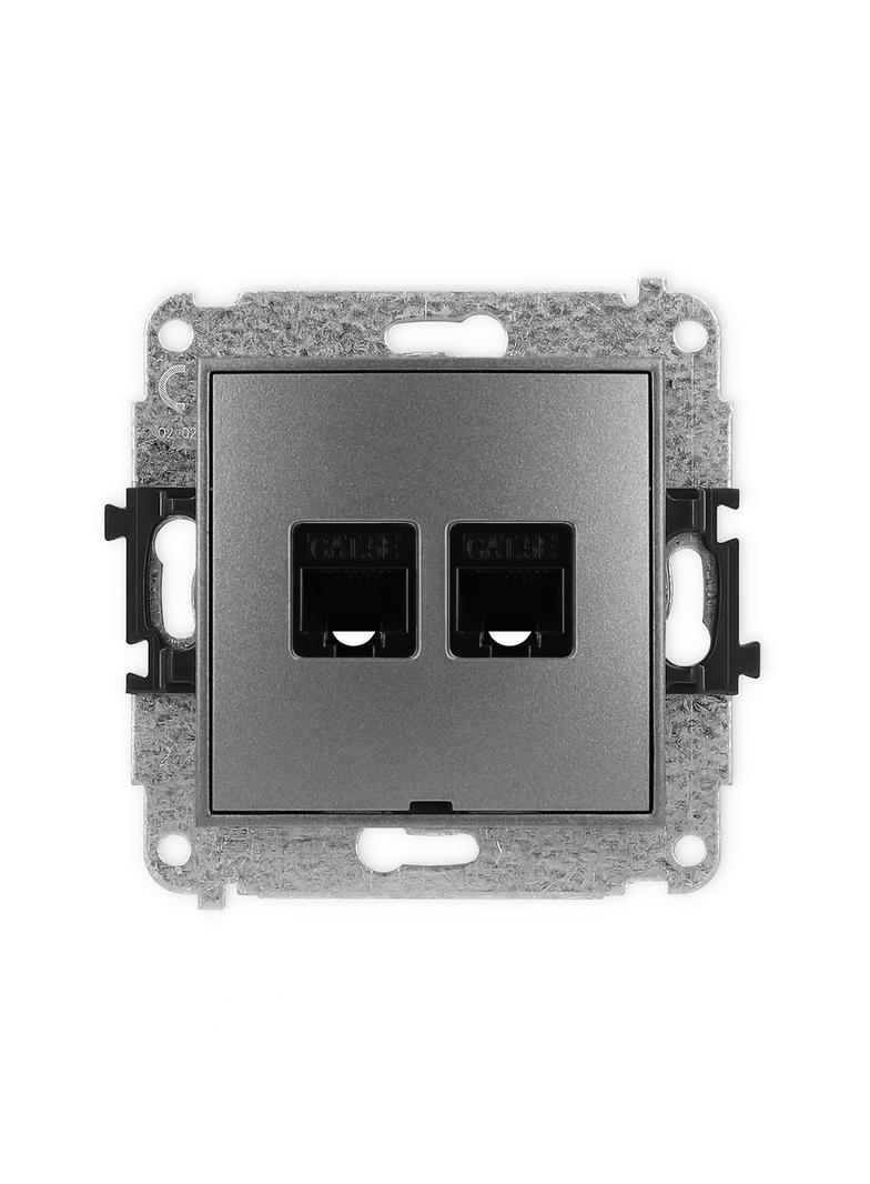 ICON Mechanizm gniazda komputerowego podwójnego 2xRJ45, kat. 5e, 8-stykowy, bez pola opisowego grafi