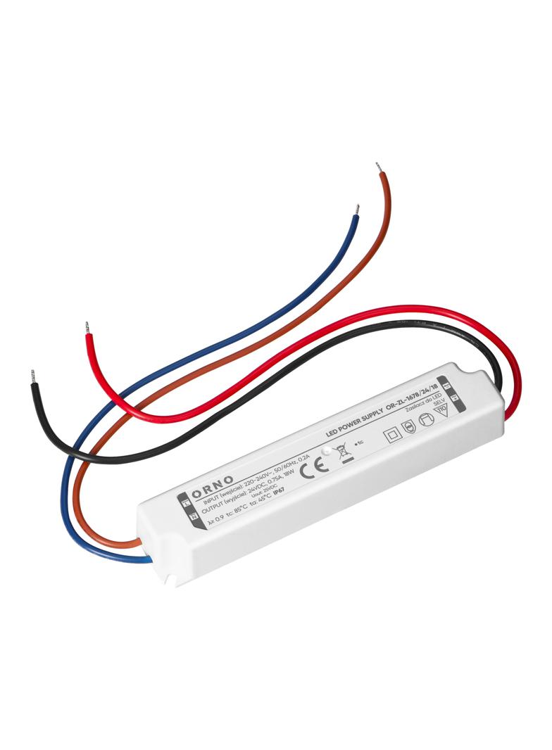 Zasilacz LED, IP67, hermetyczny, 24V, 18W, plastikowa obudowa