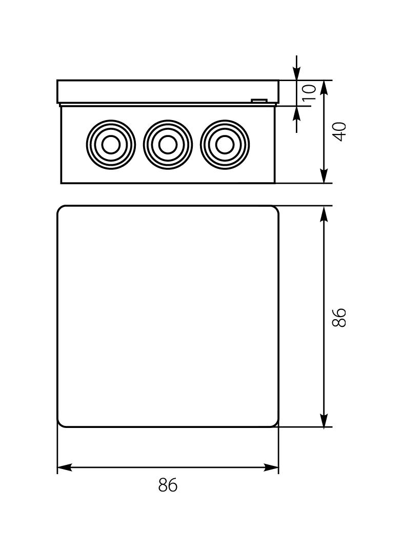 VP-03 Puszka n/t 86x86x40mm IP55 12-wl klik Z-sł. Z-ac. brąZ-003-52 61.117 OPATÓWEK