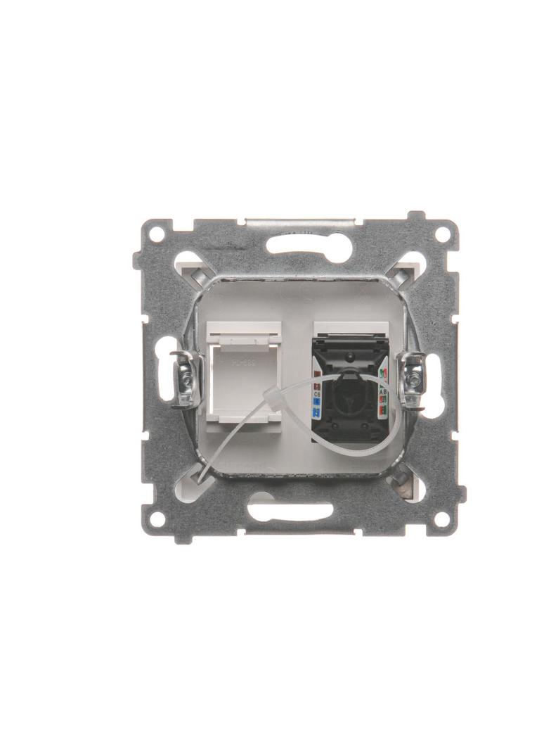 Simon 54 Gniazdo komputerowe pojedyncze RJ45 kategoria 6 z przesłoną przeciwkurzową biały