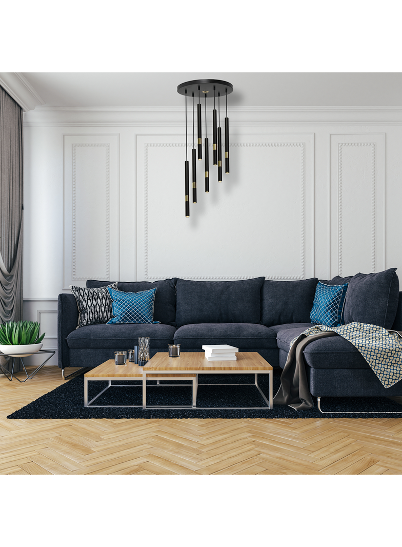 MILAGRO Lampa wisząca MONZA BLACK/GOLD 7xG9 8W