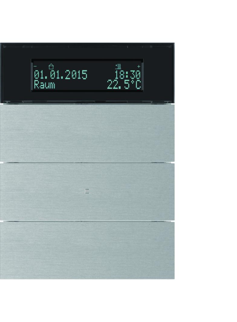 BERKER B.IQ Przycisk potrójny z regulatorem temperatury i wyświetlaczem aluminium 75663594 HAGER