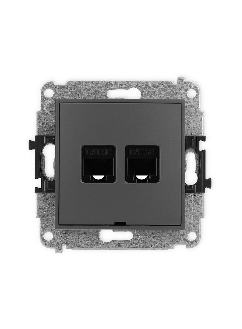 MINI Mechanizm gniazda komputerowego podwójnego 2xRJ45, kat. 5e, 8-stykowy, bez pola opisowego grafi