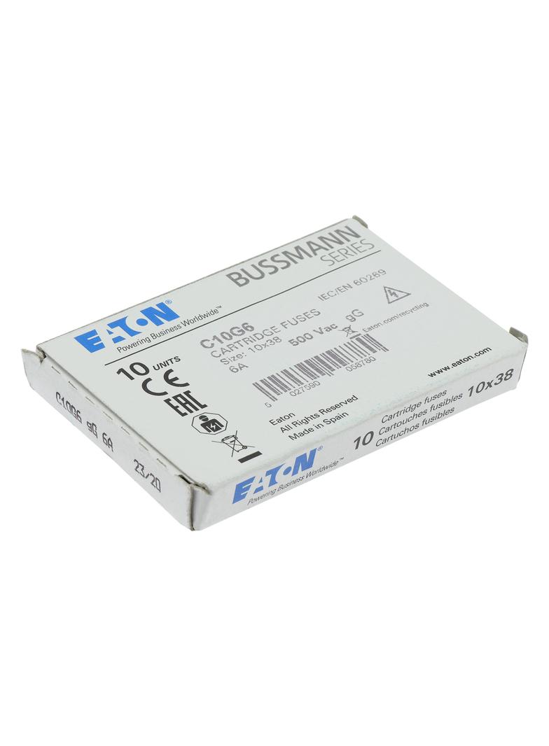 CYLINDRICAL FUSE 10 x 38 6A GG 500V AC Wkładka cylindryczna 10 x 38mm 6A GG 500V AC C10G6 EATON