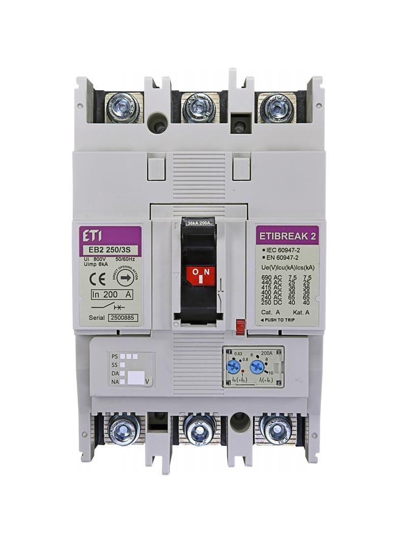 Wyłącznik mocy 36kA wyzw. TM EB2 250/3S 200A 3P 004671082 ETI