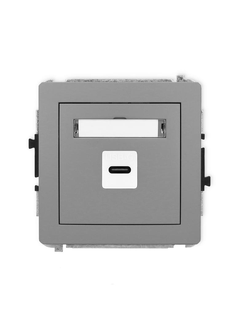 DECO Mechanizm gniazda pojedynczego 1xUSB C-C szary mat