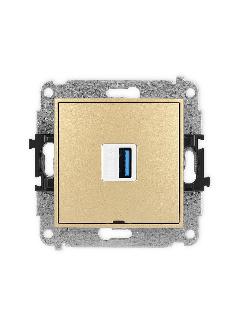 ICON Mechamizm gniazda pojedynczego USB A-A 3.0, bez pola opisowego złoty